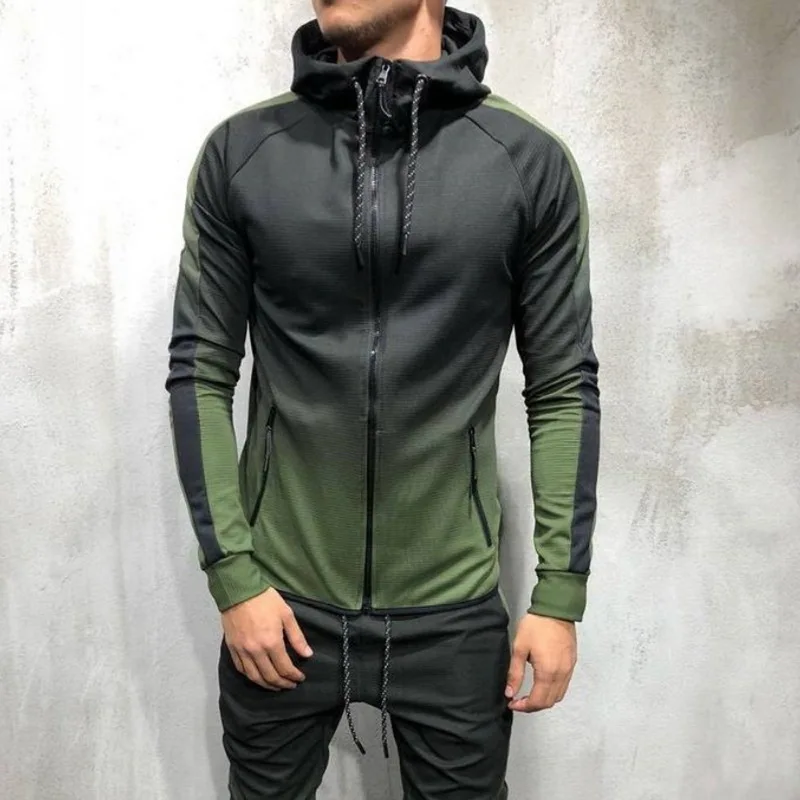 Gradient Set Men Two Piece Outfits Zipper Track Jacket Sweatpants Mens Sports Suits Casual Pants Sweatshirt Sweatsuit Tracksuits