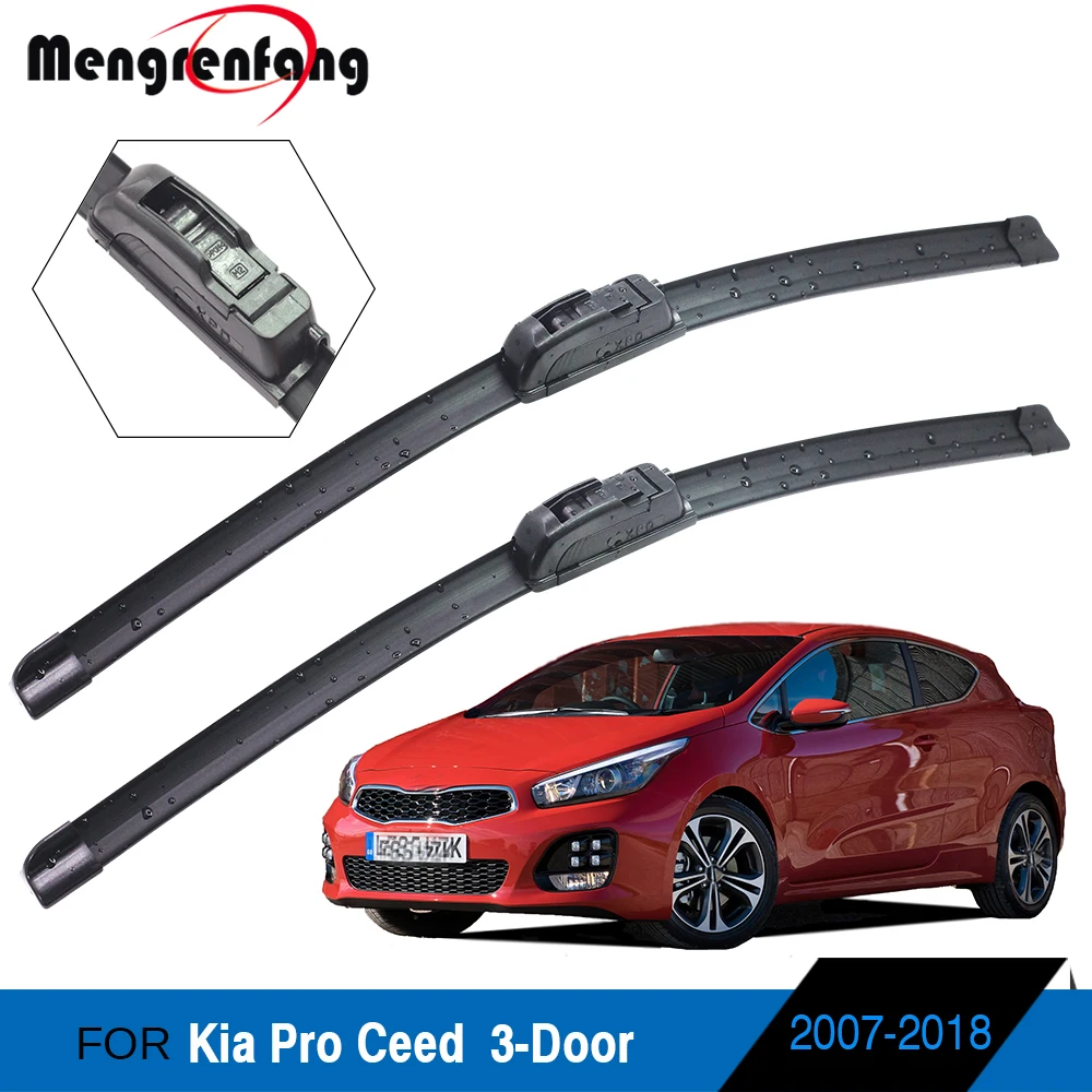 

For Kia Pro Ceed Hatchback 3 Door Car Front Windscreen Wiper Blades Soft Rubber Wiper J Hook Arms 2007-2018