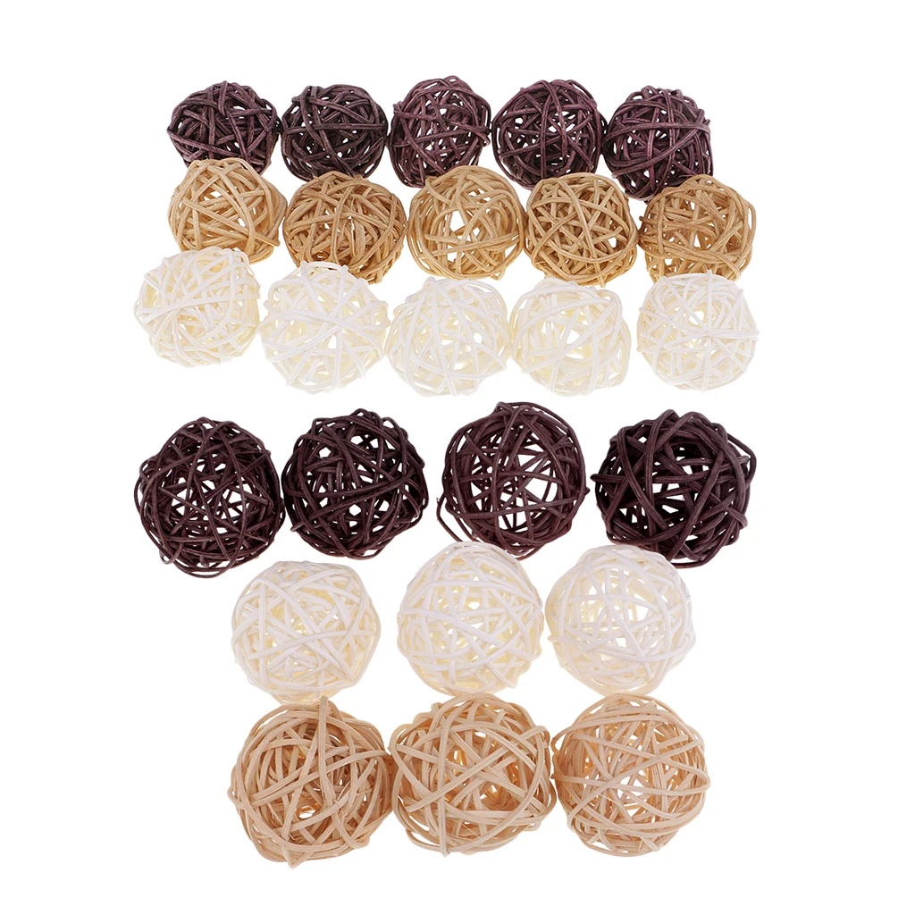 Mixed Rattan Wicker Ball Wedding Decorations Ornaments 3/5cm for Christmas Party