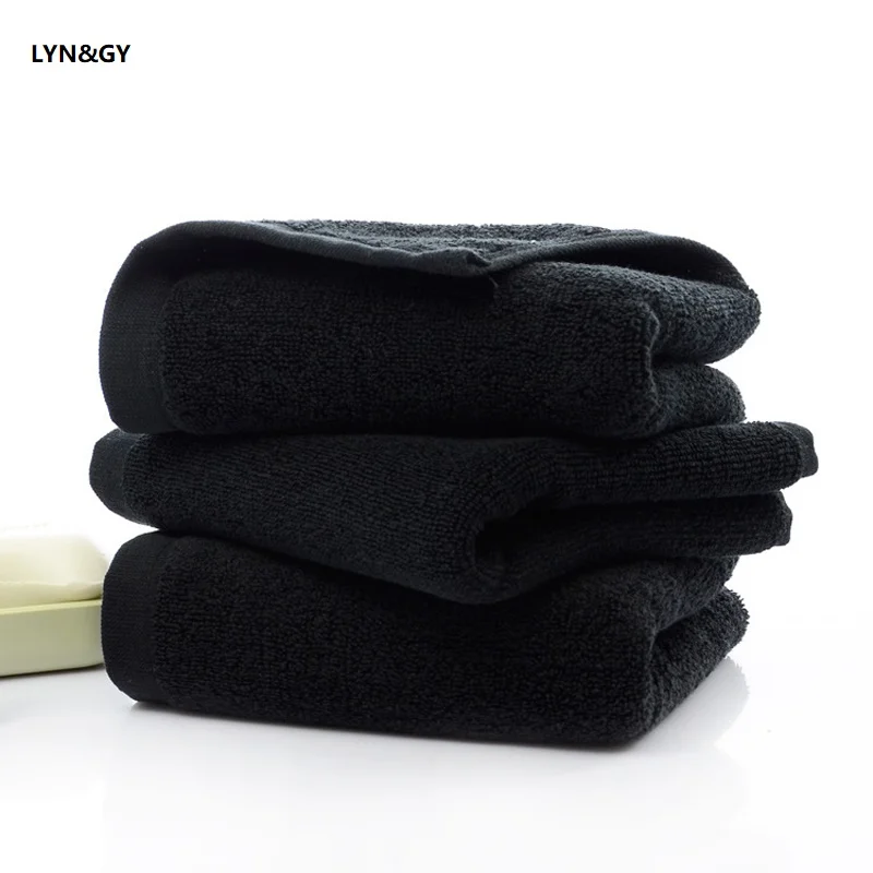 

New 2/3pcs/lot Super Soft 100% Cotton Solid Black Hand Face Towel toallas High Quality Walsh Cloth Bathroom Men Terry Towels