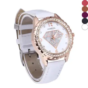 

The latest fashion women PU leather strap quartz watch stainless steel alloy analog watch round pin buckle watch #W