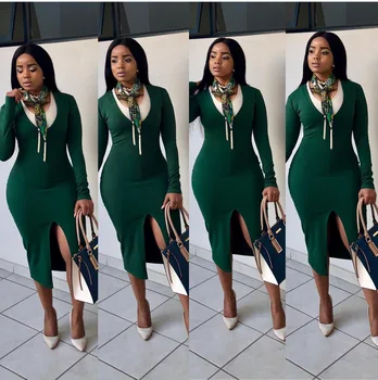

2018 autumn elegent fashion style african women plus size dress M-2XL