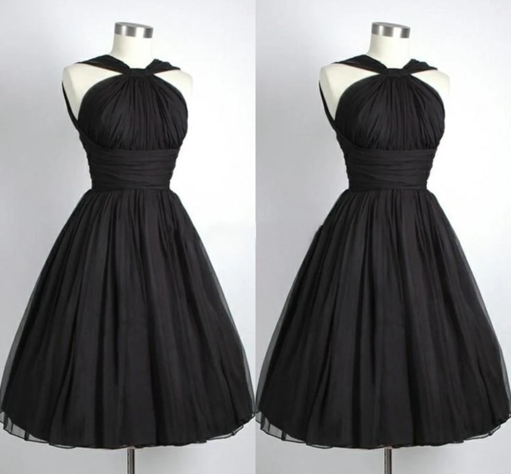 knee length semi formal black dresses