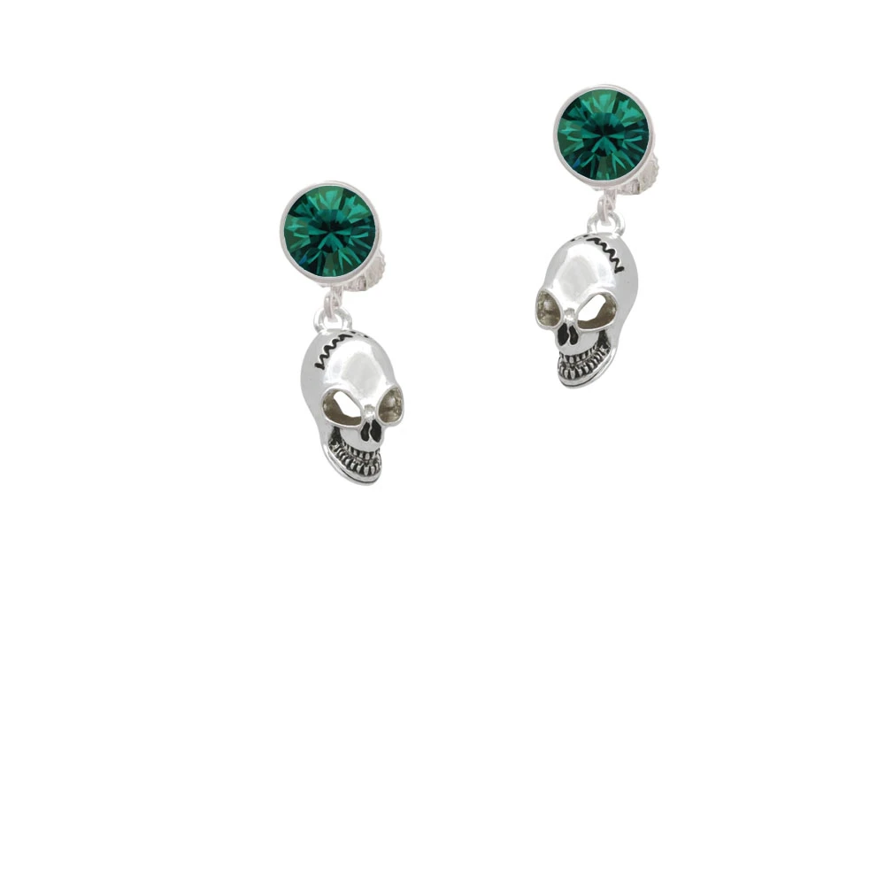 Large Skull Crystal Clip On Earrings (5)