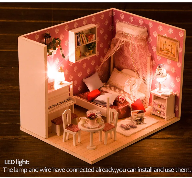 Кукольный дом Миниатюрный Кукольный Домик DIY Handmand сборка мини-комнатный дом модель здания кукольные домики мебель игрушка для детей подарок