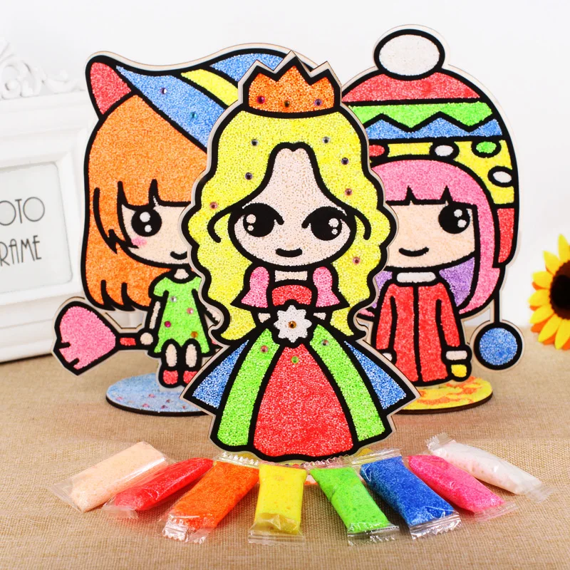 

Children DIY Stereo Wood Painting Toy Pearl Clay Painting Kindergarten Adhesive Handmade Pearl Painting Filling Painting