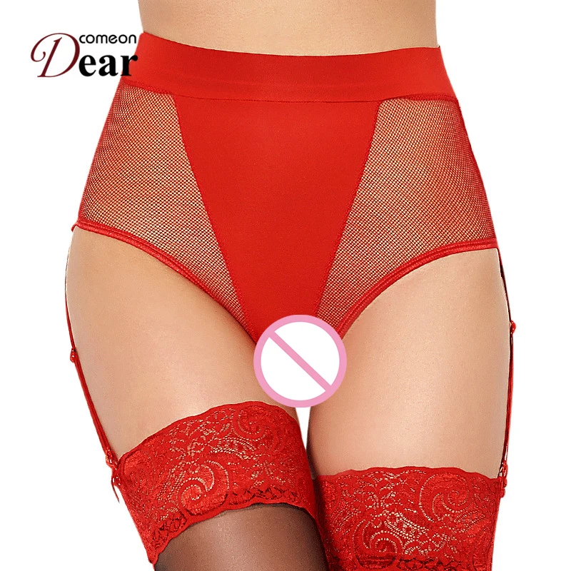 PA5090 Comeondear 2 Colors Plus Size Panties Side Garter Fishnet Women Secret Underwear Good Quality Calcinha High Waist Panties