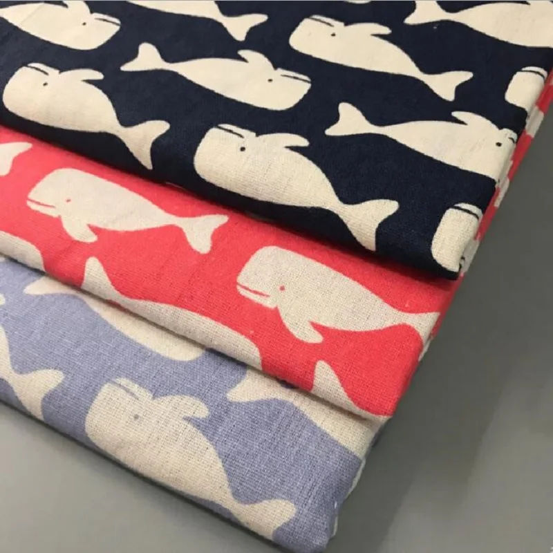 

Two-Color Beluga Printed Canvas Fabric Linen Cotton Fabric DIY Sewing Quilted Home Decoration Wear-Resistant Textile Fabric