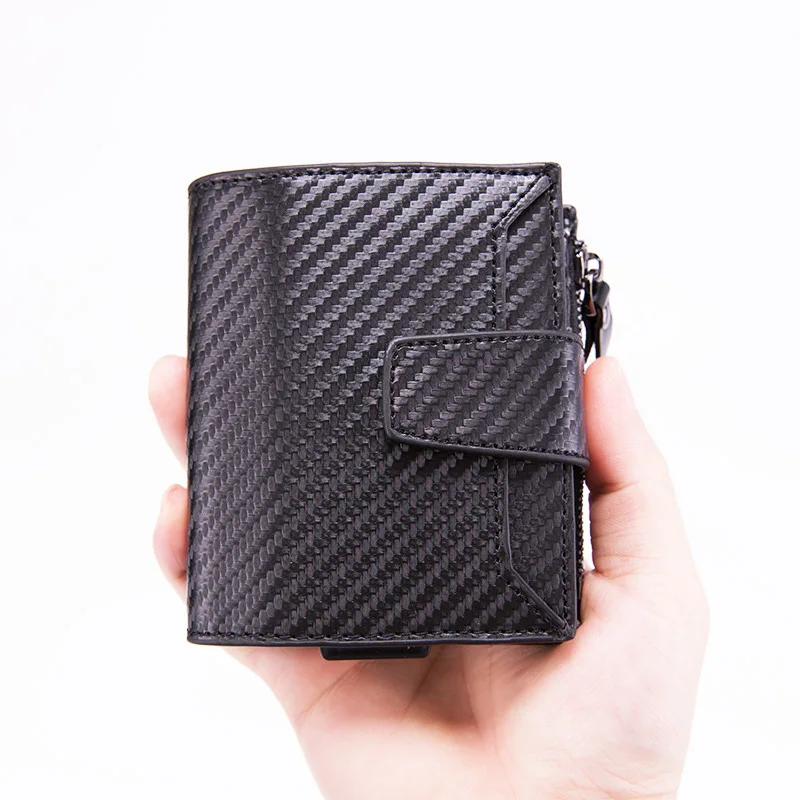 

Bisi Goro 2019 Aluminum Card Wallet Credit Card Holder with RFID Blocking Card Case for Men And Women PU Leather Card Wallet