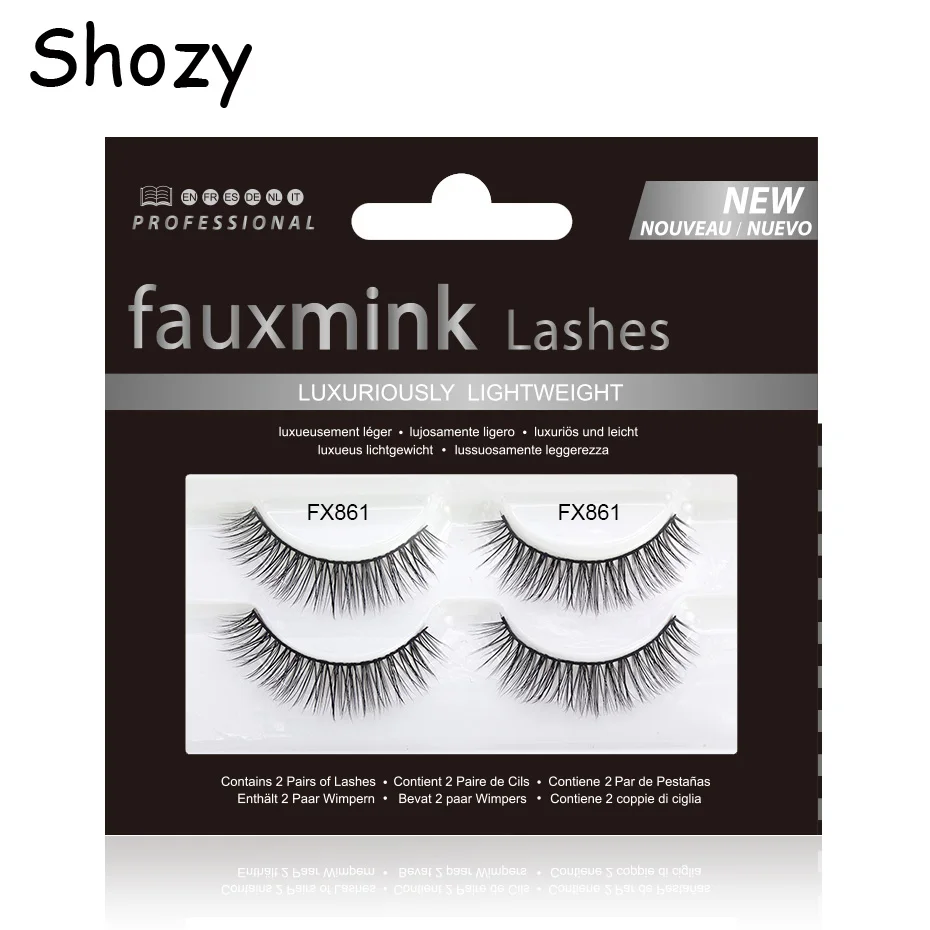 

Shozy 2pairs/set Handmade Faux Mink Eyelashes Reusable Lashes Natural Eyelashes 3D Popular Lashes for Makeup-FX861