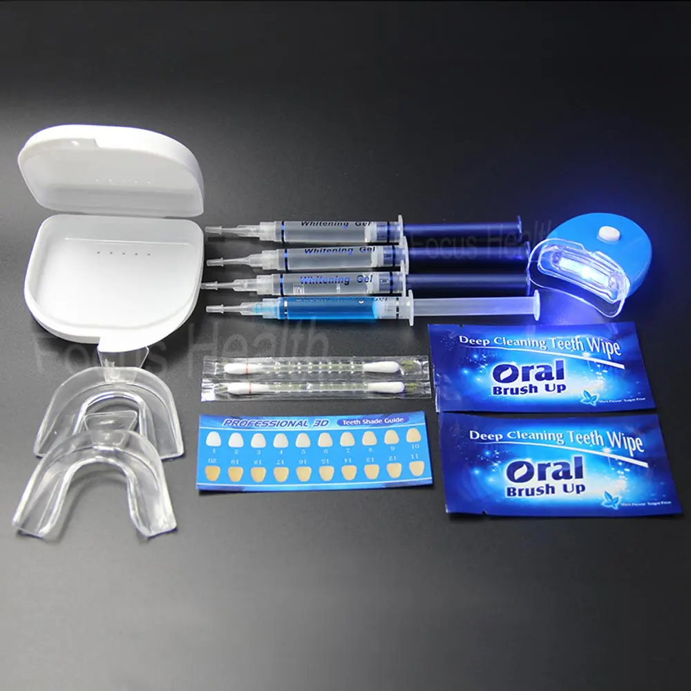 Professional Teeth Whitening Kit 4 Gel 2 Strips 1 LED White Tooth Bleach Blanchiment Dent Tanden Bleken Blanqueador Dental Care All Parts