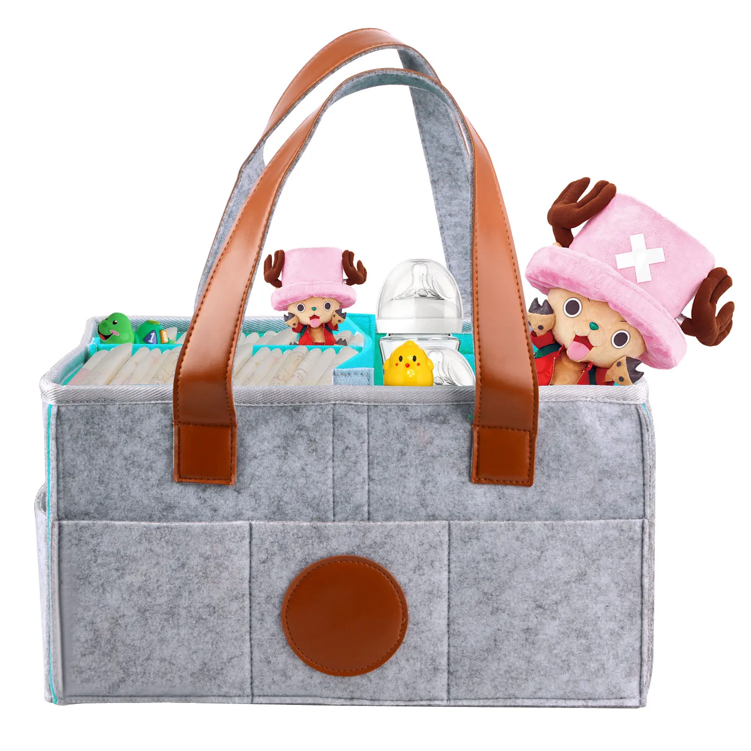 Caddie de rangement pliable pour bébé | Fourre-tout Portable grand couches, sac de voyage en voiture, pépinière couches caddie de rangement, gris