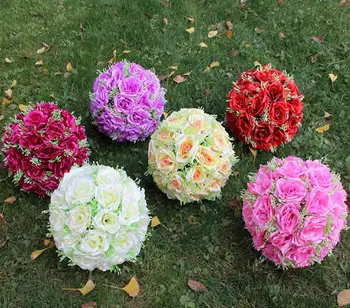 

lastest new fashion 15cm(5.9inch) Romantic Simulation Rose kissing ball artificial silk flower for wedding party decor