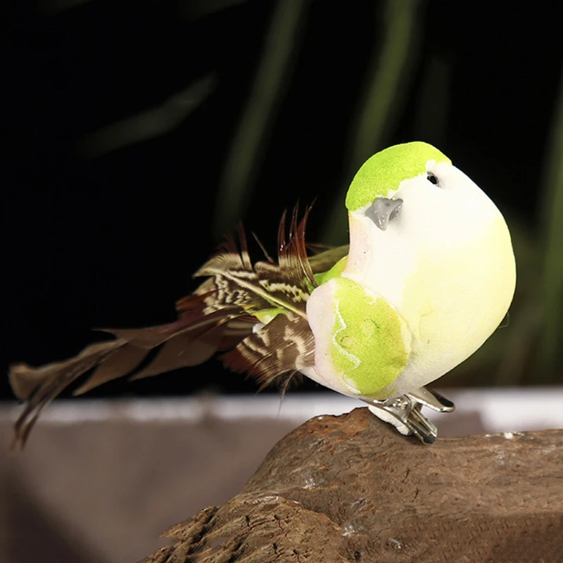 

6Pcs Perched Woodland Birds Artificial Feather Bird Home Ornaments Decor
