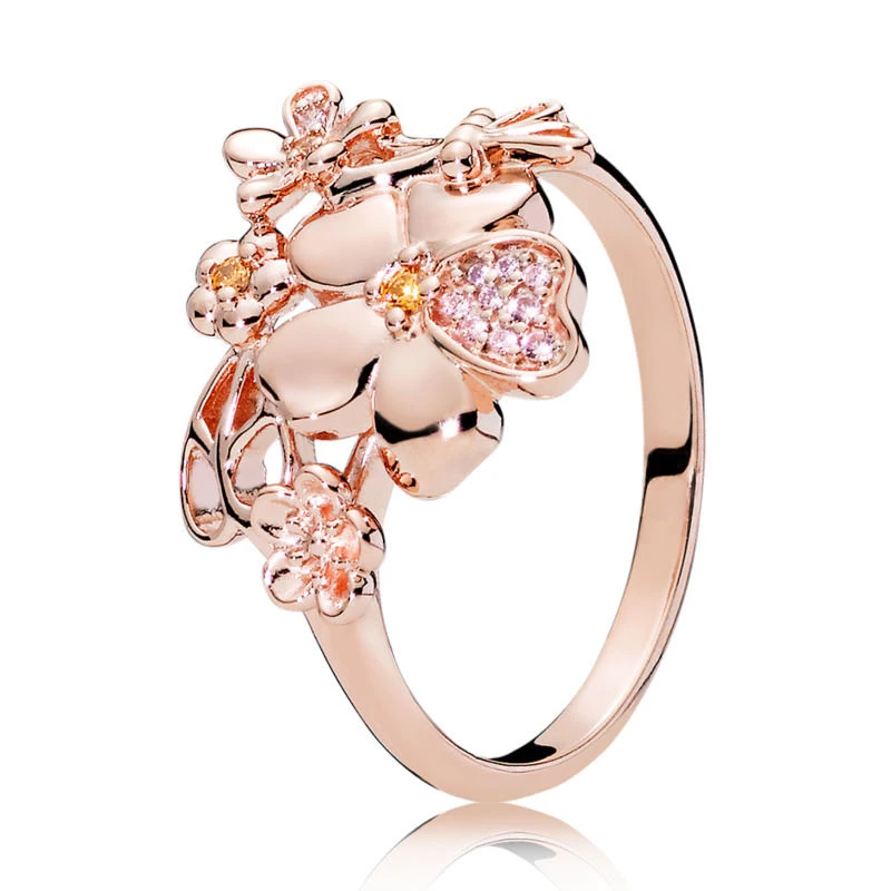 

Wildflower Meadow Rose Ring Real 925 Sterling Silver Rings For Fashion Women Band Wedding Rings Promise Rings Bridal Jewelry