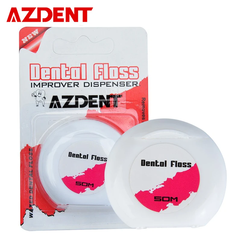 

AZDENT Interdental Brush Waxed Dental Flosser 50m large Floss Built-in Spool Wax Replacement Flat Wire Teeth Stick Toothpicks