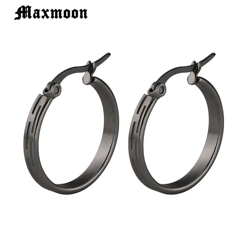 Женские серьги хип хоп Maxmoon широкий обруч из нержавеющей стали для вечеринок и