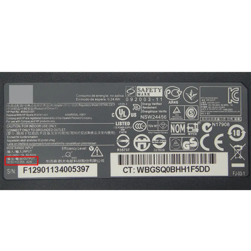 Подлинная 40W 19 5 V 2.05A 4 0*1 7 мм HSTNN CA17 адаптер переменного тока Зарядное устройство