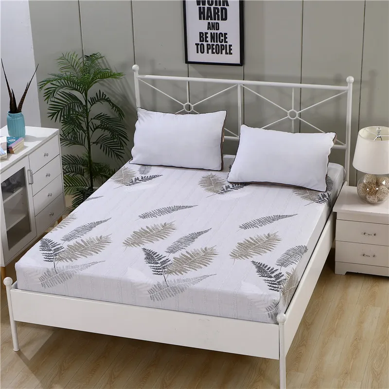  LAGMTA 1pc 100% Cotton Printing Cartoon Plant Plaid Fitted Sheet Mattress Cover Four Corners With E
