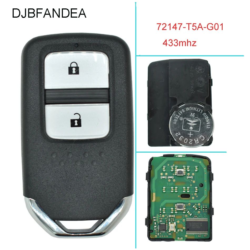 DJBFANDEA Автомобильный Дистанционный смарт ключ для Honda 72147 T5A G01 Fit City Jazz XRV Venzel HRV Element