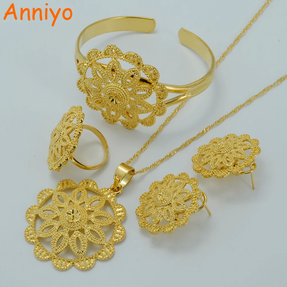 

Anniyo Ethiopian Wedding Jewelry sets Gold Color Habesha Set Bridal Jewellery Eritrea Nation Style Accessory #020006