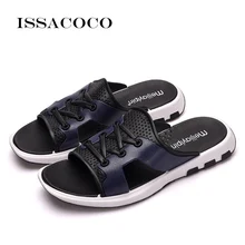 ISSACOCO Men Beach Slippers Men Summer Flip Flops Beach Sandals Outdoor Fashion Man Casual Shoes Home Slippers Pantuflas Terlik issacoco 2018 new slippers men shoes sandals summer shoes home slippers man bathroom shoes sandals men pantuflas terlik chinelo