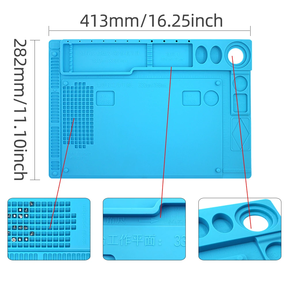 Многофункциональный телефон ПК ремонт компьютера Workbench Pad со шкалой дизайн мульти-сетки винт отверстие силиконовый теплоизоляционный коврик