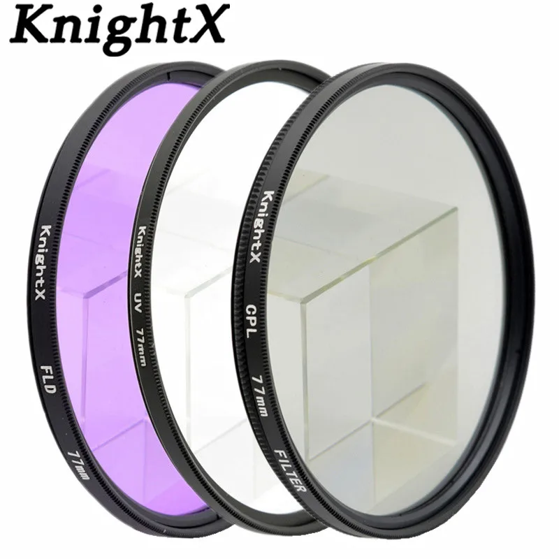 

KnightX 49 52 55 58 62 67 72 77 HD UV CPL FLD Filter Kit Circular polarizing Filter for Nikon Canon D3300 D5200 D6 DSLR Camera