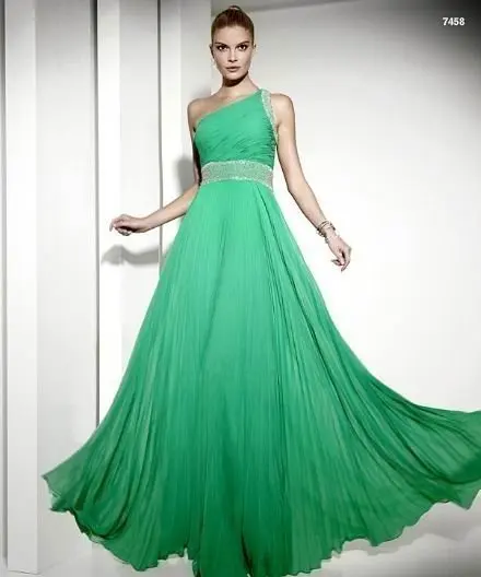 free shipping sexy chiffon beading one shoulder evening dress formal gowns any size/color custom made cocktail gown | Свадьбы и