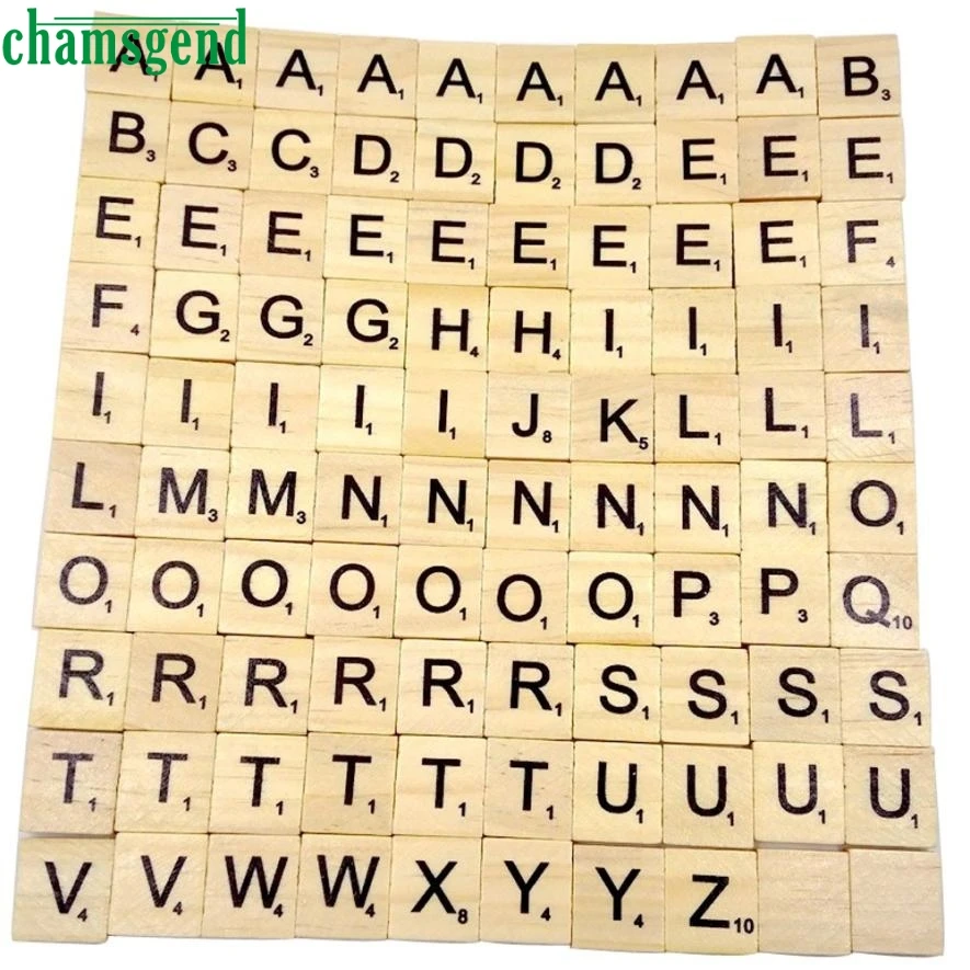 

100 Wooden Scrabble Tiles Black Letters Numbers For Crafts Wood Alphabets M3132