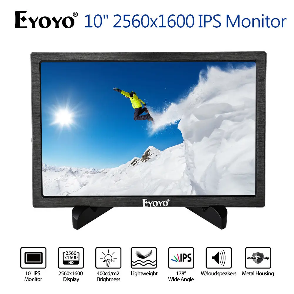

EYOYO 10" IPS Gaming Monitor Dual HD Input 8BIT 1080P Built-in Speakers 178degree USB For PC DVD PS2 PS3 PS4 Xbox One Xbox360