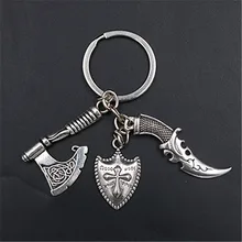 WKOUD 1pcs Antique Silver Metal Saber Tomahawk Keychain Military Shield Keychain Creative Handmade Keychain A1526 WKOUD 1pcs Antique Silver Metal Saber Tomahawk Keychain Military Shield Keychain Creative Handmade Keychain A1526
