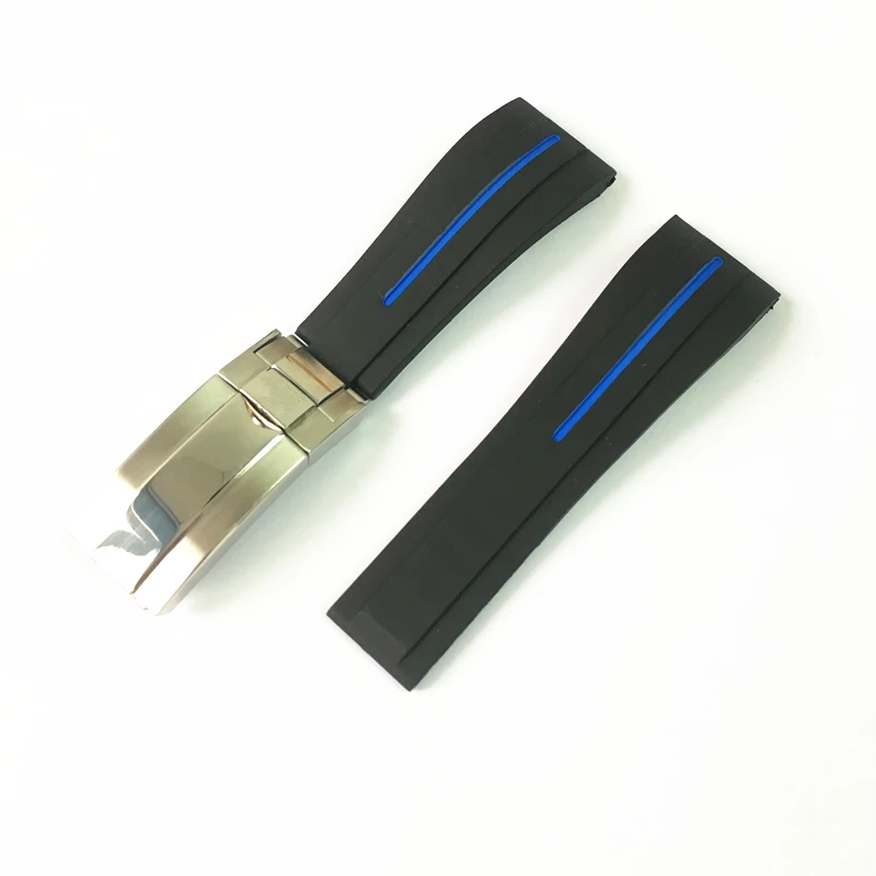 MERJUST New 20mm 21mm Black Soft Dustproof Silicone Rubber Watchband For Role strap Daytona Submariner GMT OYSTERFLEX Bracelet
