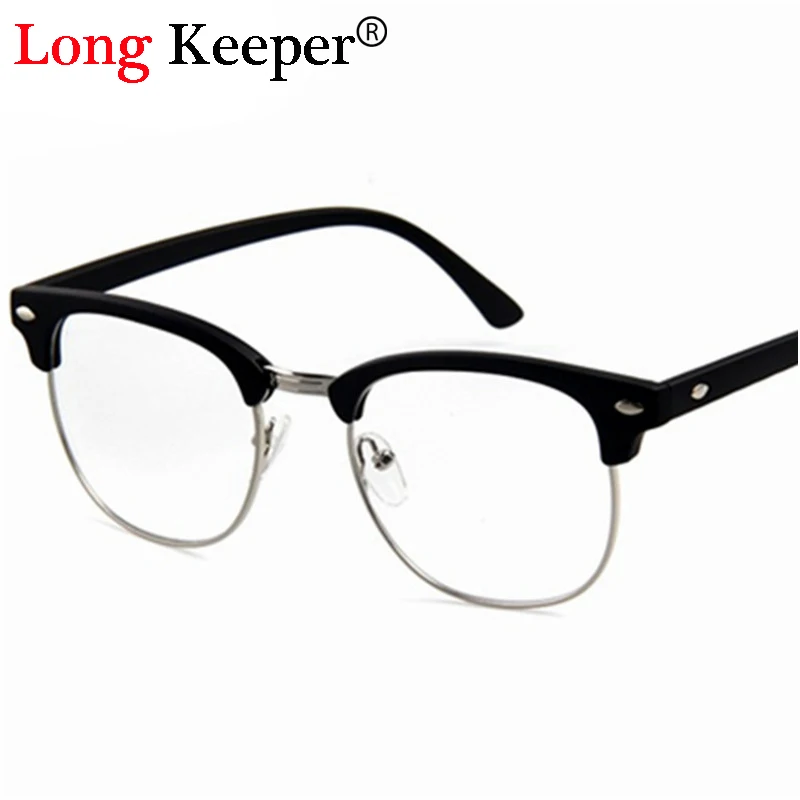 Long Keeper Retro Semi Rimless Eye Glasses Frames Men