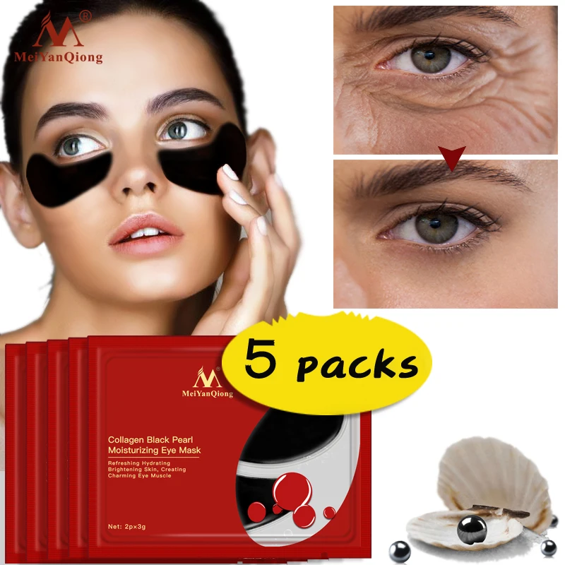 

10pcs=5pack Black Pearl Serum Eye Mask Collagen Anti-Aging Anti Wrinkle Remove Dark Circle Anti-Puffiness Eye Patches Skin Care
