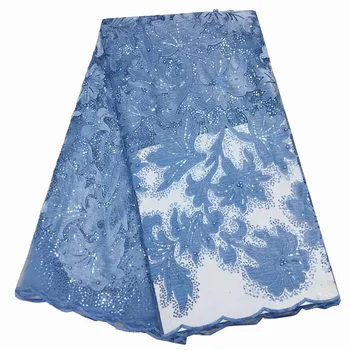 

Latest African Lace Fabric Velvet Fabric With Sequins High Quality Tulle French Lace Fabric New Design Nigerian Laces Fabrics
