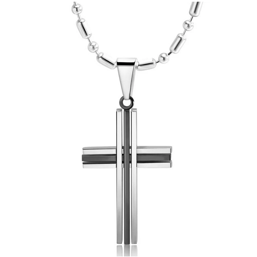 

Stainless Steel Chain Cross Silver Gold Black Color Mens Choker Necklace Pendant