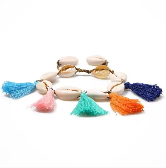 1pc Hot Sale Handmade Natural Seashell Hand Knit Bracelet Shells Bracelets Accessories Beaded Strand 8179 | Украшения и
