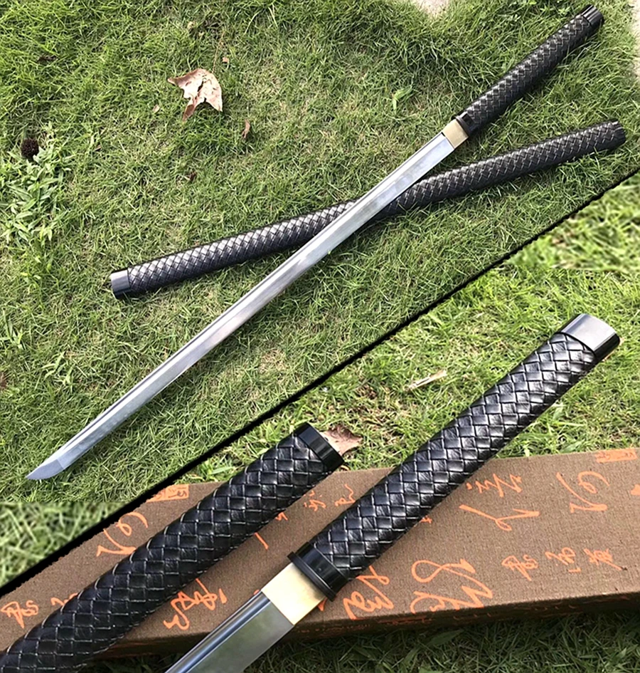 Кожа Saya японский самурайский прямой меч катана накладного монтажа Весна сталь острый Ниндзя Косплей настоящий нож боевой меч|Мечи|   | АлиЭкспресс