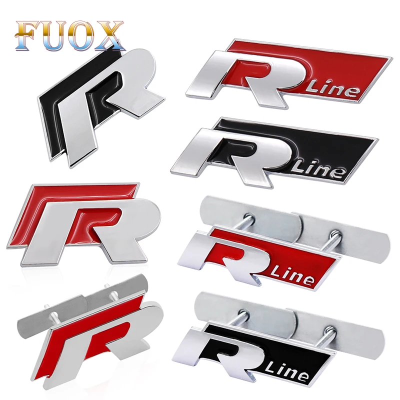 

Auto Car-Styling 3D Metal Front Grille Badge Rear Trunk Sticker Case For R Line Rline Volkswagen Golf 5 MK5 Car Styling