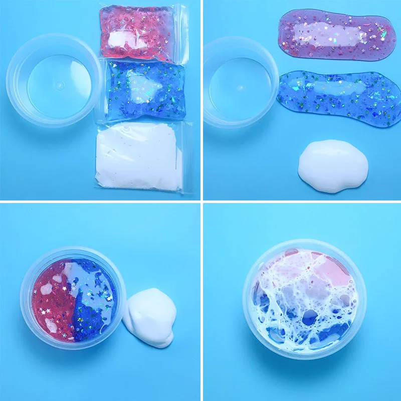 3 шт., облачная глина "сделай сам", наборы для смешивания цветовых блоков, градиентные кристаллы, глиняные игрушки, цветные блестки, пушистая слизь, волшебные антистрессовые глиняные игрушки