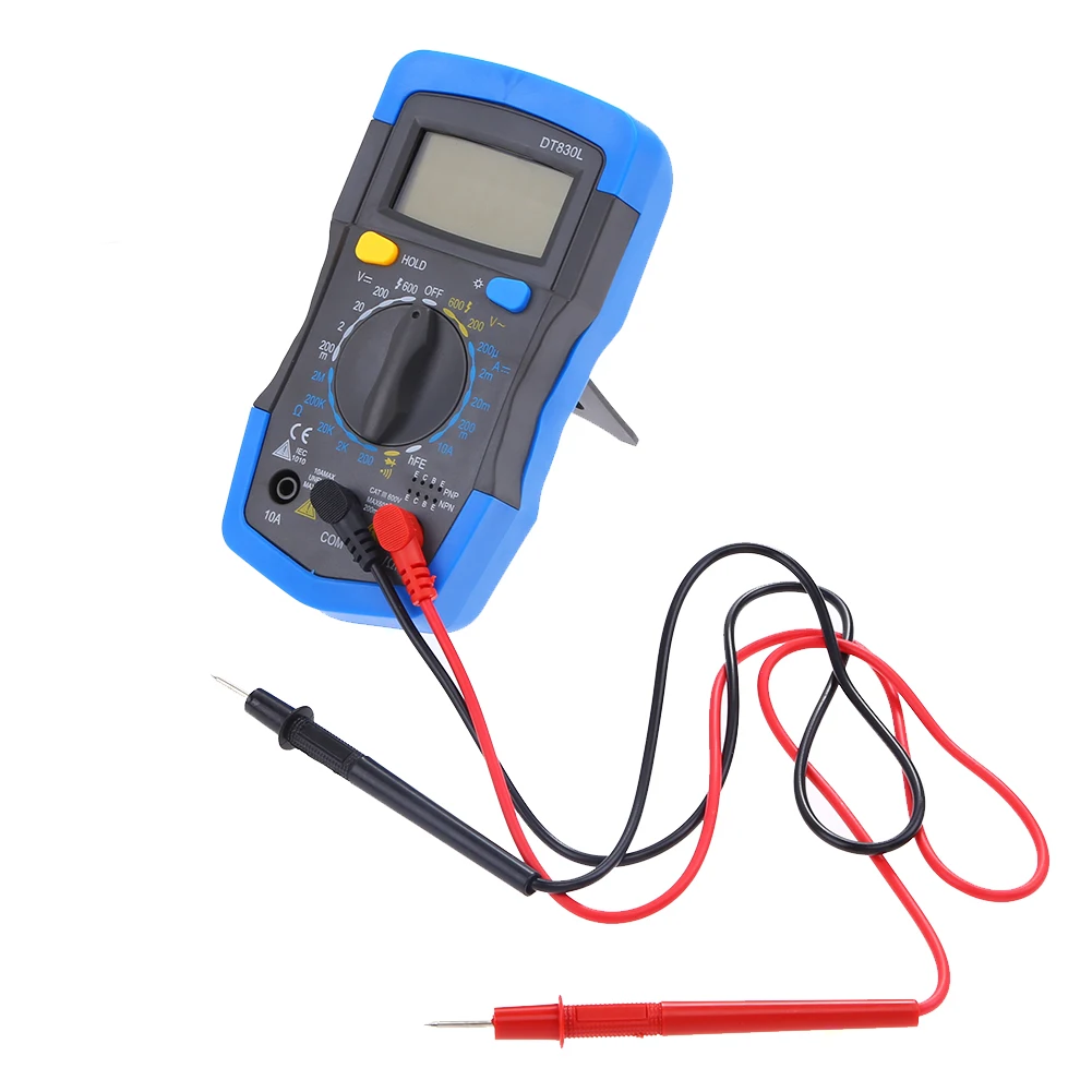 

DT830L Digital Multimeter with 2 Test Leads Voltmeter Ammeter Ohmmeter LCD Tester multimetro