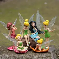 6 шт./лот 9 см Милая Цветочная фея Ангел Тинкербелл фигурка чудесная фея кукла торт украшения