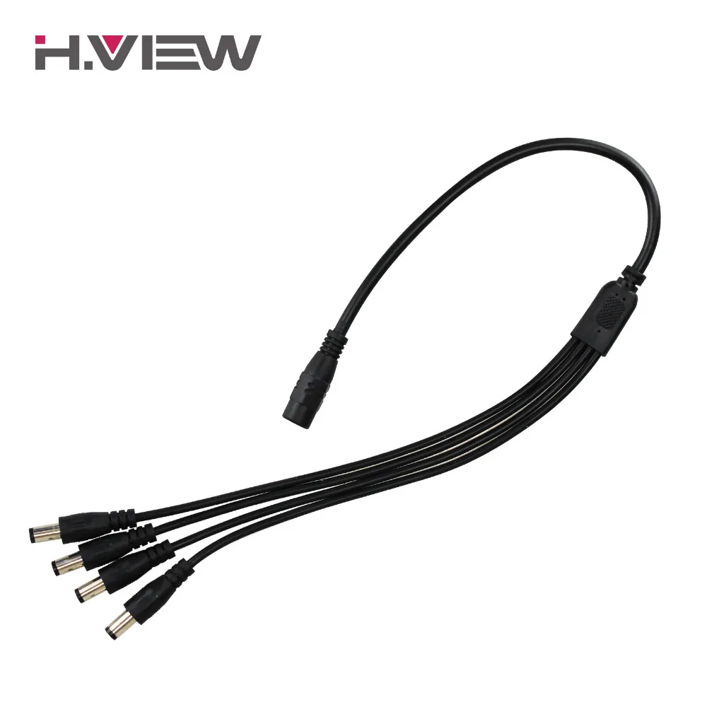 

H.VIEW 4 Port DC Power Supply 1-4 Splitter Cable for Security CCTV Camera Systems 5.5x 2.1mm Plug for CCTV System
