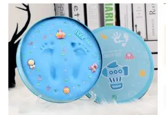 2019 Blue And Pink Box Baby Souvenirs Hand & Footprint Makers Newborn Soft Modeling Clay Inkless Printing Sets For Infants