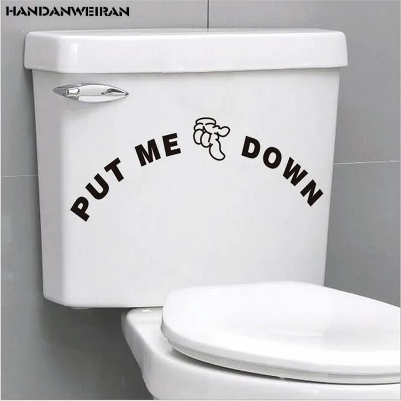 

2PCS Bathroom toilet stickers carved waterproof English stickers Simple black living room home decoration PVC stickers 8*20CM
