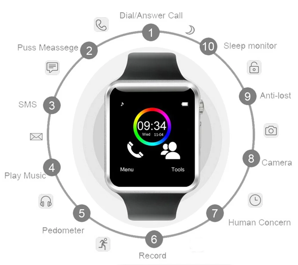 696 A1 Смарт часы трекер сна вызов дистанционное управление Push сообщение Smartwatch для Xiaomi для huawei Android телефон