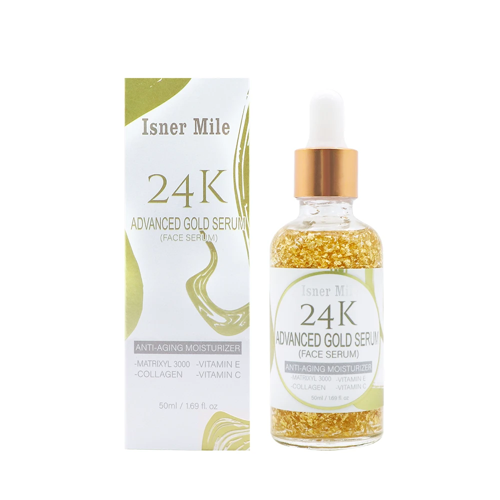 

ISNER MILE 24k Advanced Gold Facial Serum Anti-wrinkle Firming Whitening Essence Moisturizing Brighten Anti-aging Serum 50ml