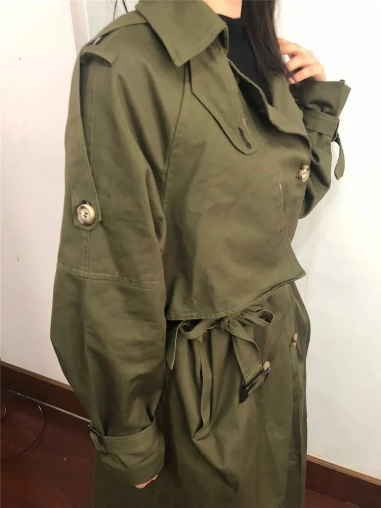 2022 Spring Autumn Russia Fashion Brand Women Long 100% Cotton Trench Coat Large Size Belted Raincoat Windbreaker Manteau Femme long puffer jacket