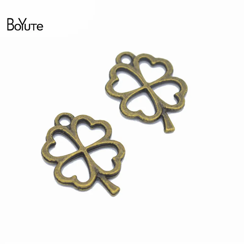 BoYuTe (100 PiecesLot) 2417MM 6 Colors Zinc Alloy Clover Lucky Flower Charms Pendants Diy Jewelry Findings Accessories (5)